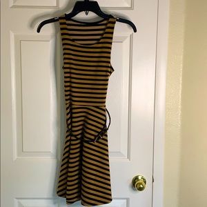 Halter Brown and Black Striped Dress